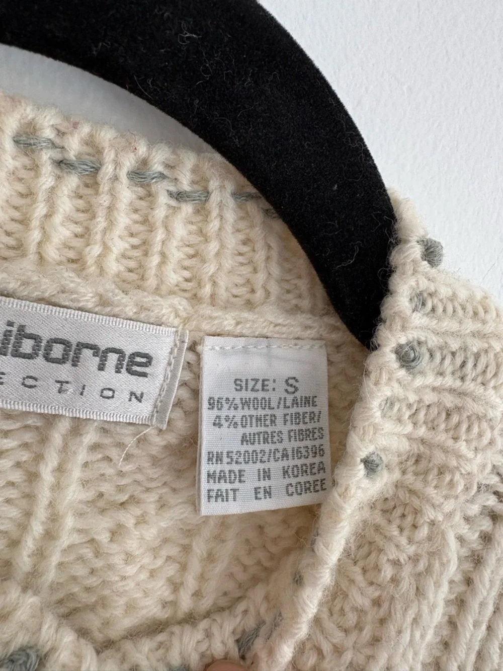 Vintage Liz Claiborne Wool Blend Floral Cardigan Button Up Cottage Embroidered - Picture 8 of 9